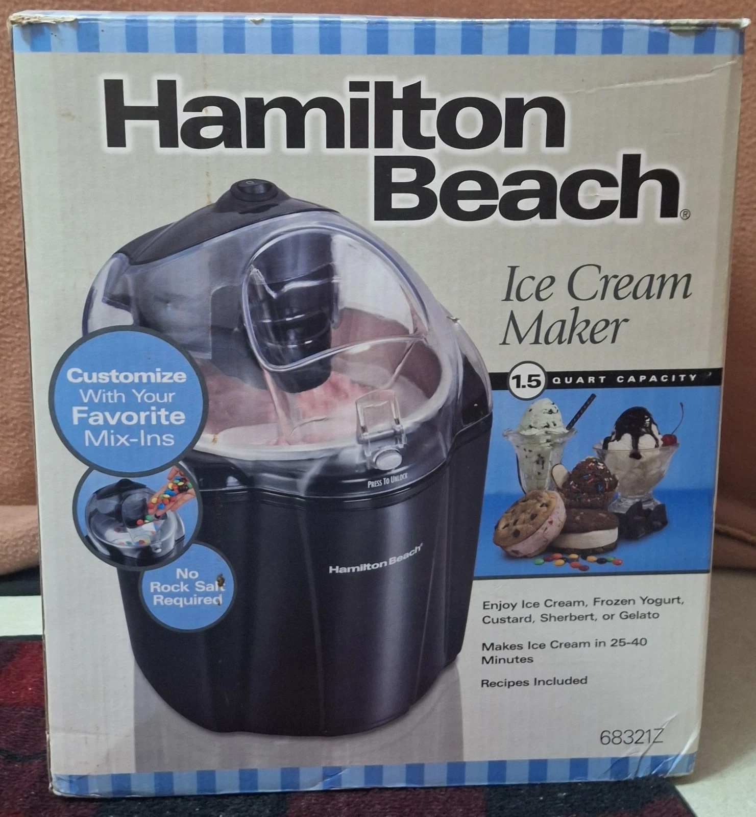 New ICE CREAM MAKER Hamilton Beach BLUE 68321 1.5 Quart +Sherbet Yogurt Custard
Opens in a new windo