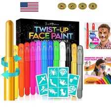 12-Color Washable Face Paint Kit with Stencils for Kids & Adults &ndash; Creative Fun!