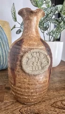 Vintage Rustic Stoneware Clay Pottery Jug Pot Vase Glazed 1980