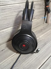 PC Gaming Headset With Built-In Mic Black Red LED Lights Unbranded Used Tested