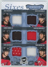 2023-24 Upper Deck The Cup Sixes Jersey Hughes/Hischier/Mercer/Nemec/Meier 13/15