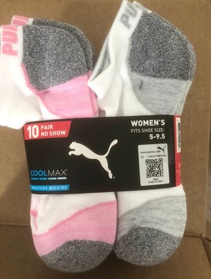 Puma Socks Low Cut Women's 10-Pack, Drycell Moisture Control, Shoe Size 