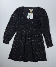 Michael Kors Black Cocktail Party Dress New w Tags All Over Sequins $195 Macy L