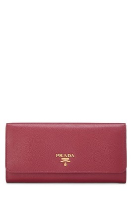 Prada Red Saffiano Continental Wallet - WGACA