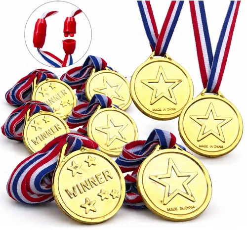 Kids Winner Medal School Sports Day Gold Reward Prize Plastic Party Bag Filler