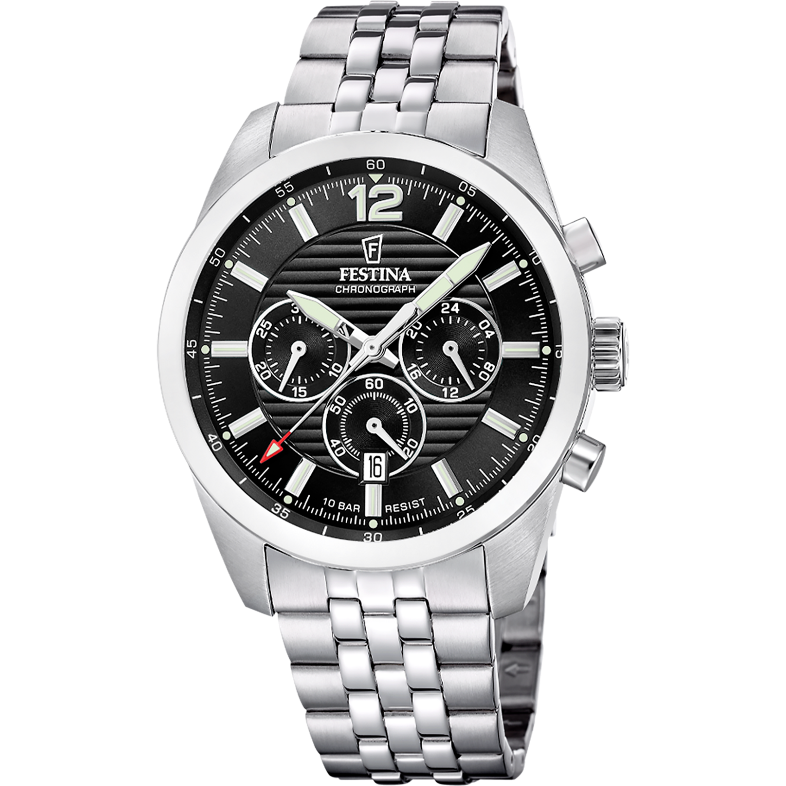 Festina Uomo Nero/Argento Orologio Da Polso, Orologio (Cronografo, 43.80 Mm) - Immagine 2