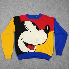 Vintage Mickey Co Sweater Mens Large Multicolor Mickey Mouse Knit Pullover 90s
