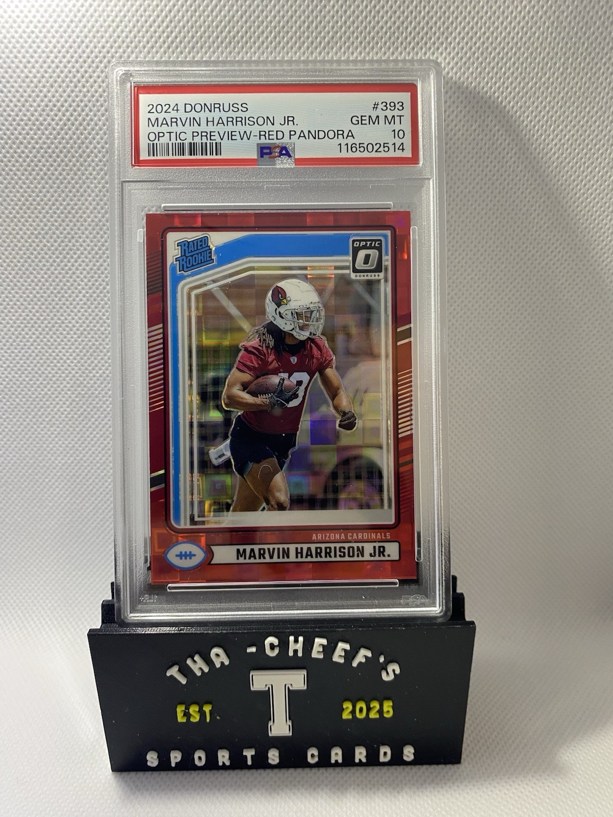2024 Donruss Marvin Harrison JR (RC) Optic Preview Red-Pandora PSA 10