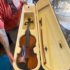 Yinfente Acoustic Violin 4/4 Brown Varnish 4-String w/ Hard Case Bow Chinrest