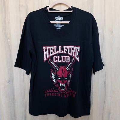 Stranger Things Hellfire Club T-Shirt Size S Black Boxy Graphic TV Show Rock