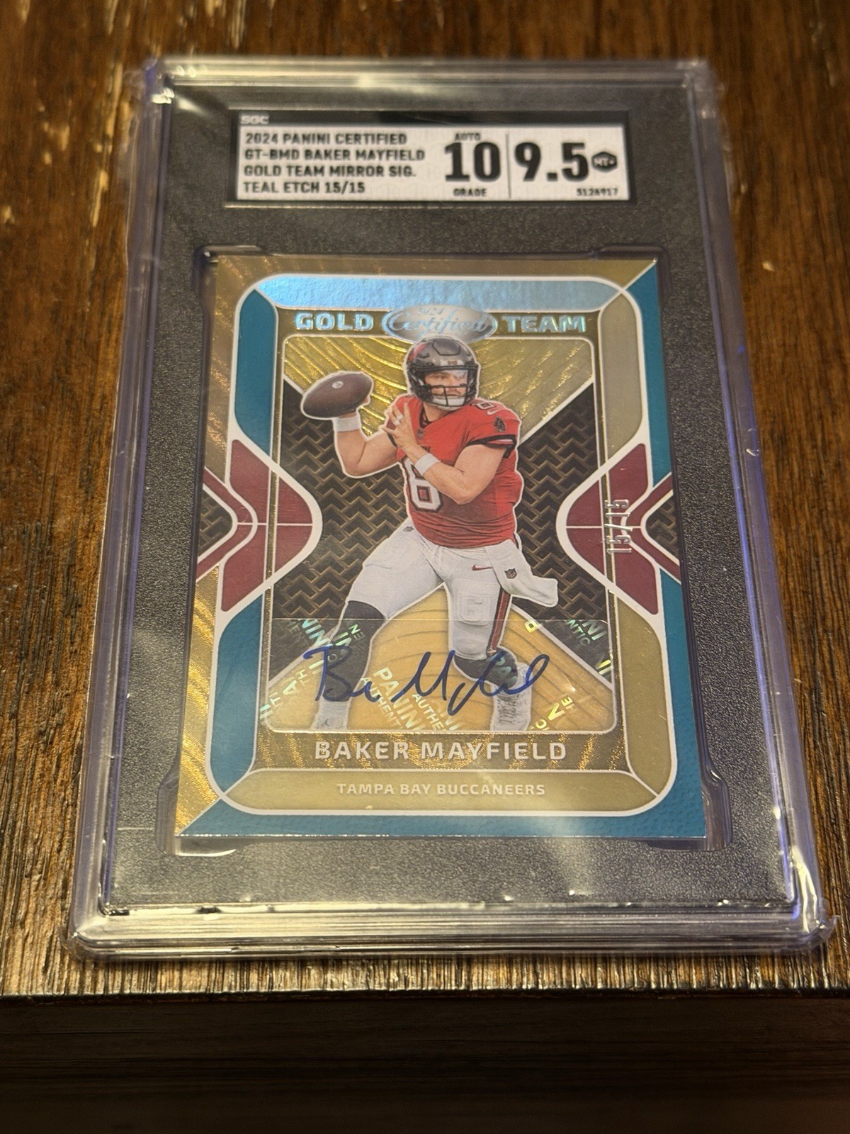 Baker Mayfield Auto 2024 Panini Certified Teal Etch /15