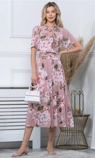 Jolie Moi Floral Tina Mesh Dress Dusty Pink Size 12 New with tags wedding guest 