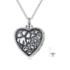 Urn Necklaces for Pet Ashes 925 Sterling Silver Pet Cremation Jewelry Dog Ash...