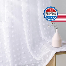 Guken White Sheer Curtains 108 Inch Length 2 Panels Sets for Living Room Bedroom