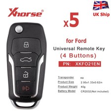 5x Xhorse XKFO21EN For Ford Remote Key 4 button Unmovable Key King For VVDI Tool