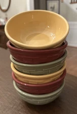 Longaberger Pottery Bowls Set Of 6 Paprika, Sage And Butternut 5.5”