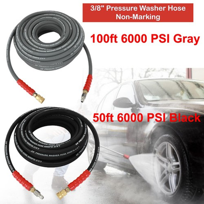 #ad Gray amp; Black Non Marking Pressure Washer Hose 3 8quot; x 50ft 100ft 6000PSI 275F $61.52