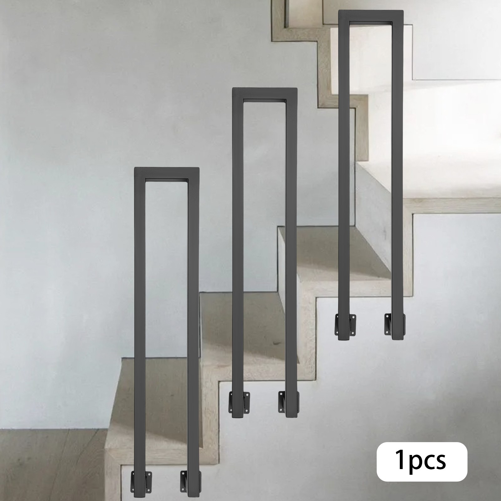 Side Mount Stair Railing, Hand Rail Guardrail, Decorative Railing 85*20cm Black