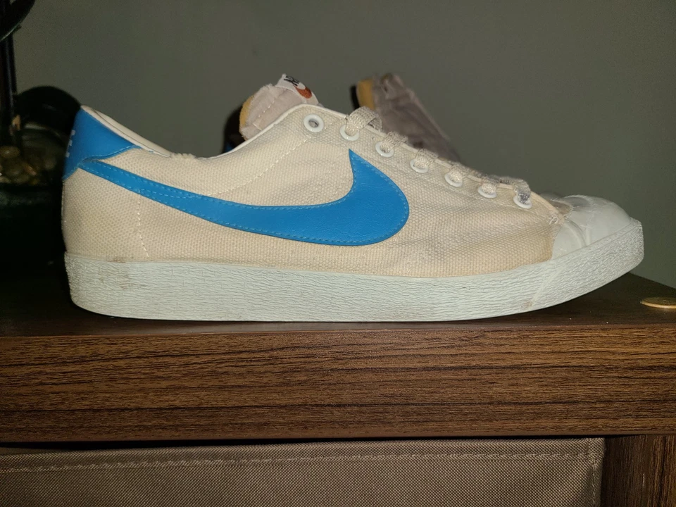 Vintage 1980 Nike Blazer All Court Lona Baixa Masculina Tamanho 11 etiqueta laranja - Imagem 4 de 4