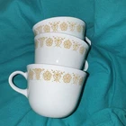 Corelle Butterfly Gold Coffee Cups Set of 3 Vintage Livingware USA Corning