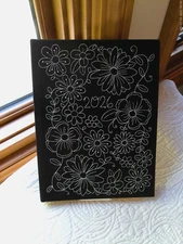 PUNCH STUDIO 17 MONTH PLANNER AUG 2025 THRO DEC 2026 BLACK CANVAS W/FLOWER STITC