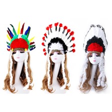 1Pcs Kids Indian Headdress Feathered Headband Stage Show Festival Cosplay Props