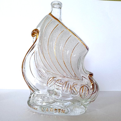 Larsen Cognac Viking Ship Empty Bottle Decanter Brandy No Stopper Used Rare