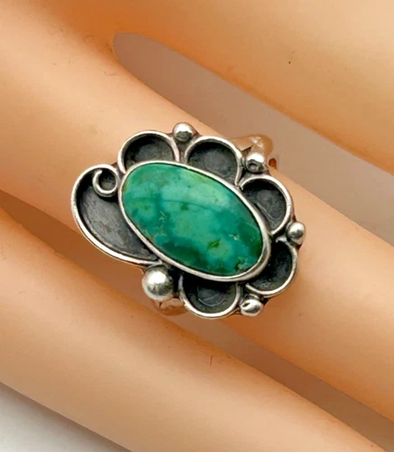 VTG Womens Signed Native American Sterling Silver Royston Turquoise Ring  6.5
