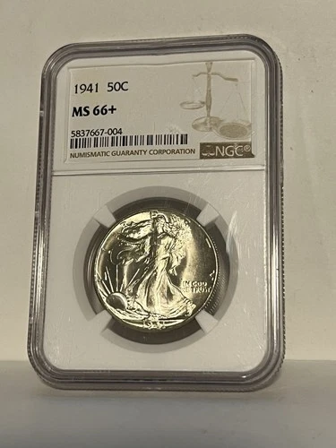 1941 Walking Liberty Half Dollar graded MS66+ PLUS by NGC Flashy Gem High Grade