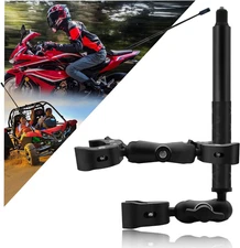 Motorcycle Double Clamp Mount Kit with 47" Invisible Selfie Stick Compatible for