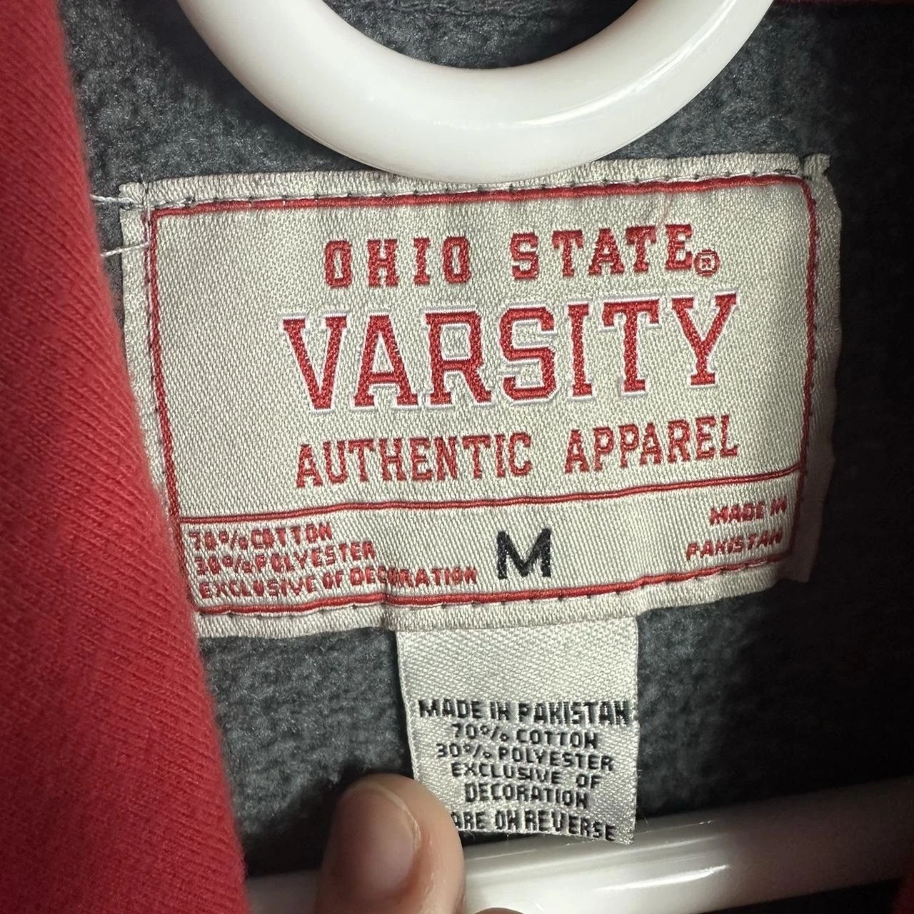 VETEMENTS Ohio State Buckeyes Varsity Abbigliamento Autentico Grigio Felpa con Cappuccio Uomo M