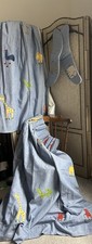 Blue Blackout Lined Pinch Plate Curtains 51"drop ￼ Crocodile Cat Giraffe Zebra