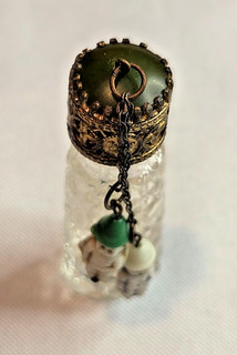 Vintage Czech Irice miniature perfume bottle with two figurines