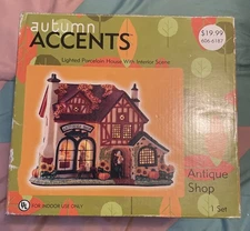 Autumn Accents Antique Shop Lighted Porcelain House