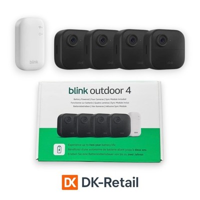 Blink Outdoor 4 Generation 4-Kamera Set WLAN HD Überwachungskamera Alexa IP65
