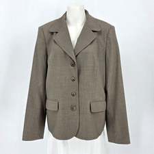 Talbots Women s Size 14 Brown 95 Wool 4 Button Blazer Old Money Career Preppy