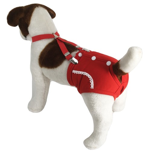 Sombrero lavable para perro niña con suspendedores pantalones rojos mascota pequeña XS, S,M, L - Imagen 3 de 4