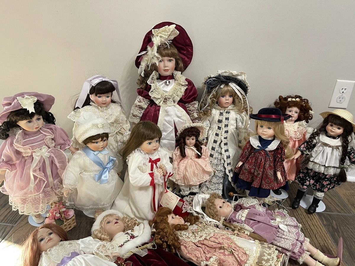 Lot of 14 porcelain doll collection, Collectible Dolls Rare Find Antique  Vintage