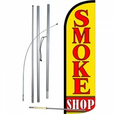 SMOKE SHOP Feather Flag Sign Blade Banner 3' SWOOPER 