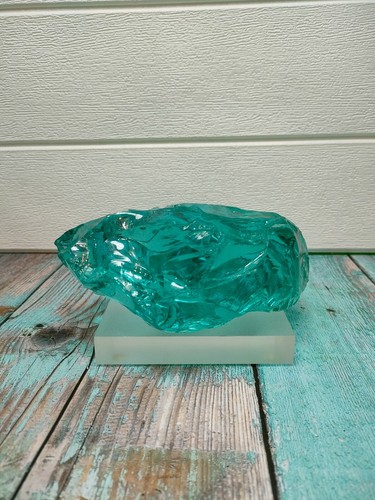Cristallo Andara grezzo nuova superficie blu acqua 1327gr con base per decorazione - Foto 3 di 6