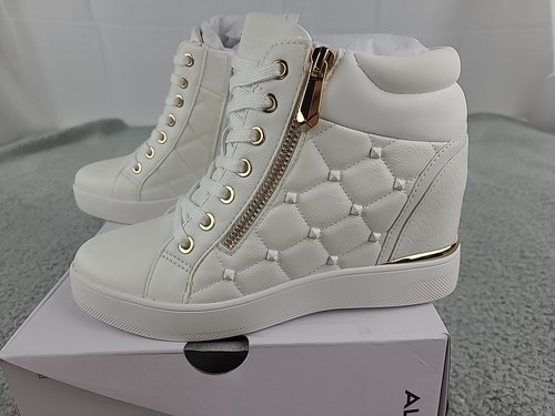 ALDO Ailannah Size 7 White Faux Leather Lace Up/Zip Hi Top Sneakers Women’s - Picture 6 of 12