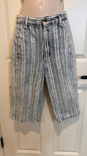 Vintage Chic 80s High Waist Acid Wash Mom Jean Shorts Size 9 Made In USA Striped
