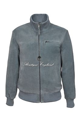 #ad 80#x27;S Leather Jacket Petrol Gray SUEDE Stand Up Collar Cool Bomber Jacket 2775 GBP 103.78