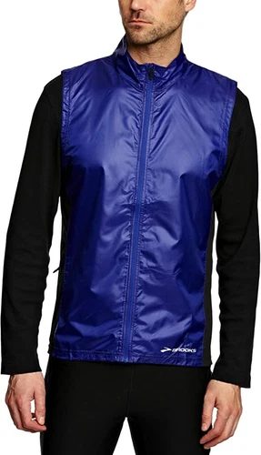 NWT Brooks LSD Blue and Black Lite Packable Nylon Vest Mens Large