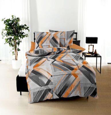 JACK by Kaeppel Fein Biber Bettwäsche 2tlg. Elevate Orange Anthrazit Silber