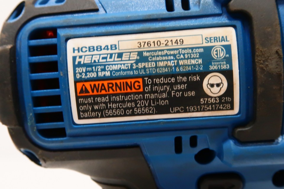 Hercules 20V 1/2" Compact 3Speed Impact Wrench HCB84B2 eBay