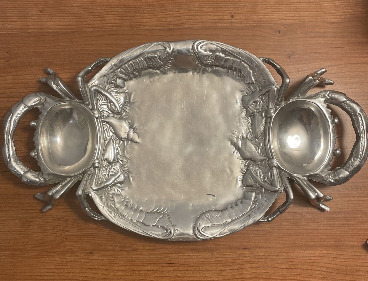 Vintage 80's ARTHUR COURT Style Coastal Crab Seafood Platter Large