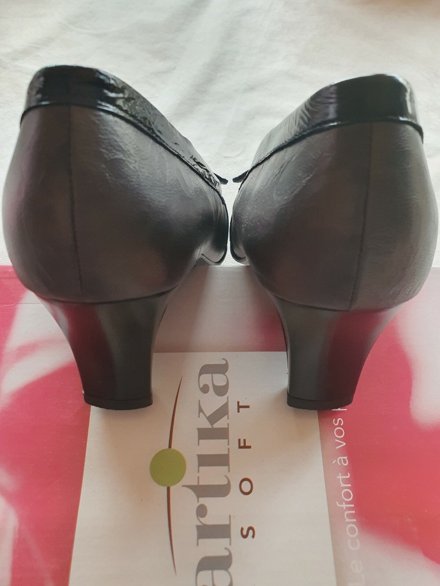 Escarpins En Cuir Gris/noir Artika Soft Modèle Vial - Taille 38 - Neuf Avec Boîte