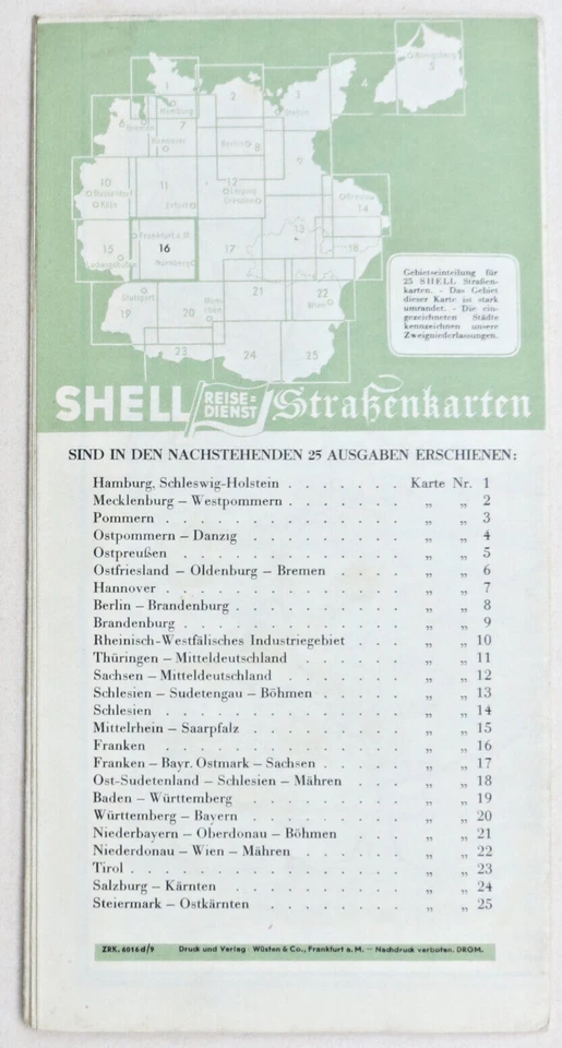 sehr gepflegte "Franken" Shell Reise Dienst Straßenkarte Nr. 16 - Bild 2 von 4
