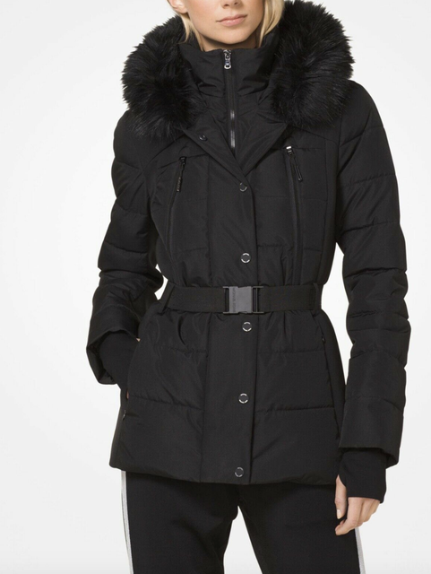 michael kors quilted belted coat